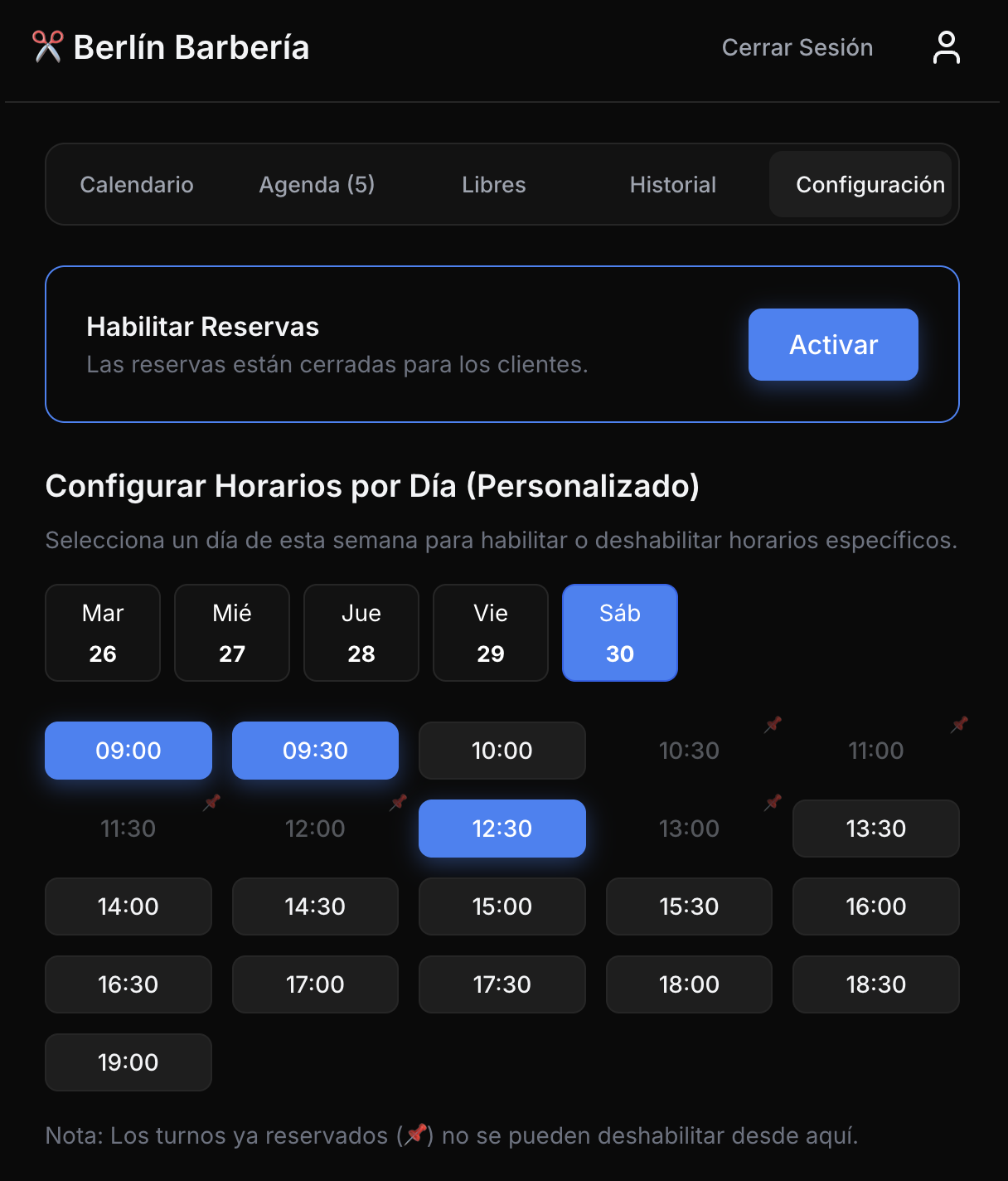 Muestra de proyecto: App de turnos online para peluquería